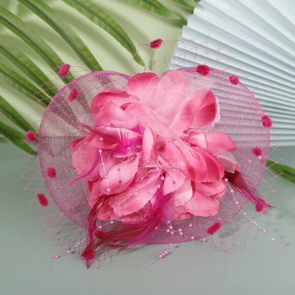 Womens Fascinators Hat for Women Flower Veil Stylish Occasions Gift